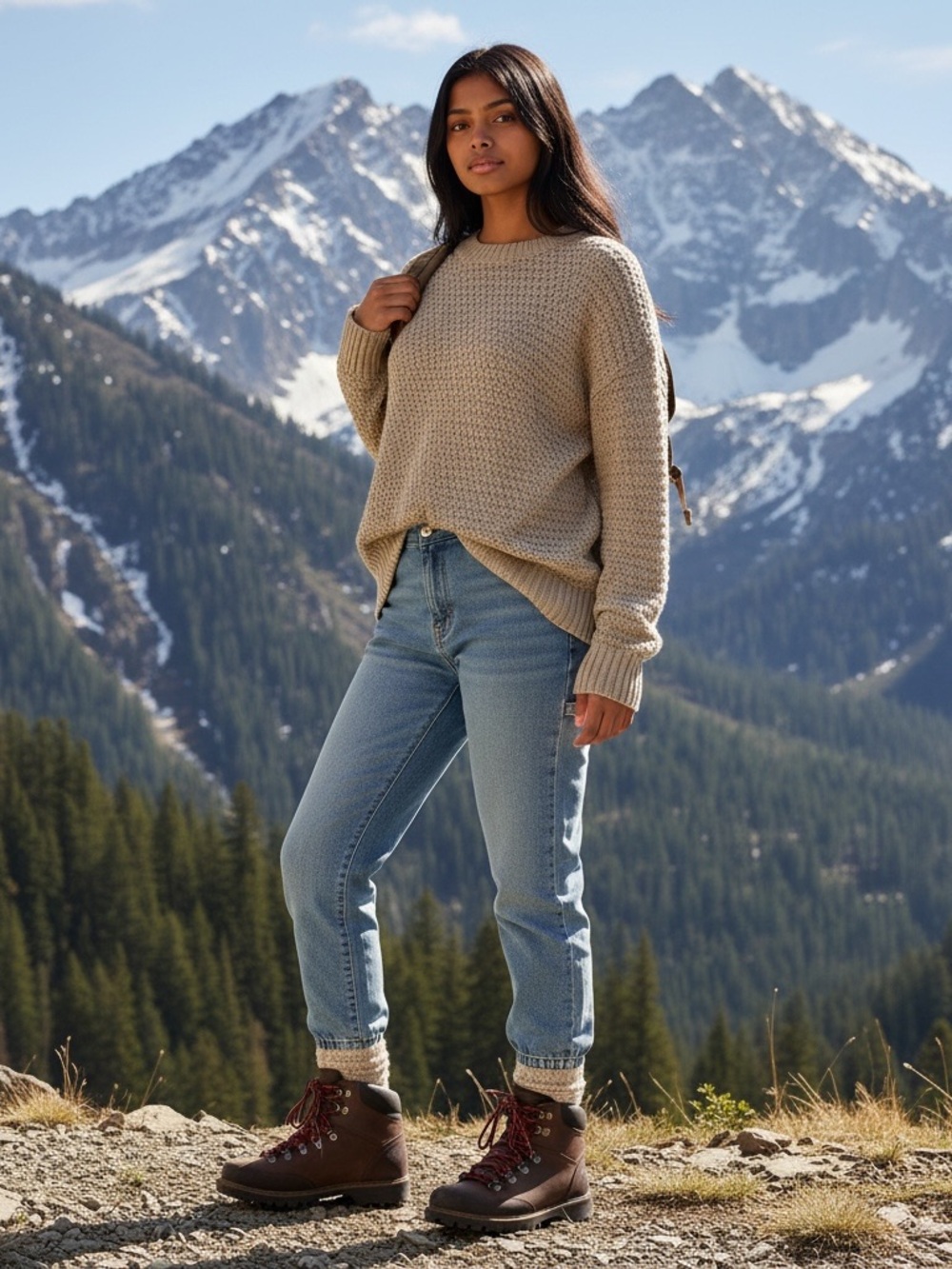 Old Navy Beige Boyfriend Sweater - Chunky Knit Crewneck